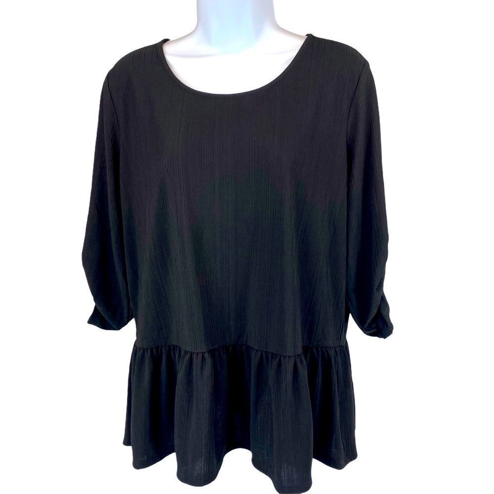 NEW Apt 9 black blouse w pattern & drop waist Large Petite new with tags